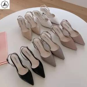 [애슬릿] 스틸레토 슬링백 미들힐 발편한 구두 5cm
