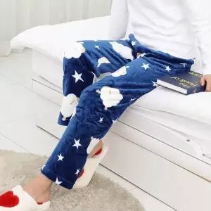 여자 밍크 수면바지 스타양 네이비 극세사 수면바지 두꺼운 수면바지 융기모 바지 집에서입는바지 방한바지