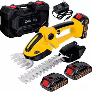 배터리 및 충전기가 장착된 헤지 트리머 무선 21V 전기 브러시 잔디 관목 2 in 1 휴대용 미니 가위 커터