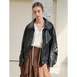 GGPX오버핏 크랙 레더 라이더 자켓 GJK005D2311457