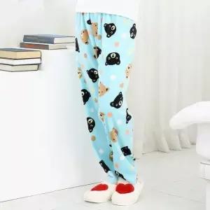 여자 밍크 수면바지 곰돌이 블루 극세사 수면바지 두꺼운 수면바지 융기모 바지 집에서입는바지 밍크털바지