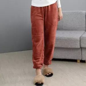 여자 밍크 수면바지 플리스 버건디 극세사 수면바지 두꺼운 수면바지 융기모 바지 집에서입는바지 방한바지