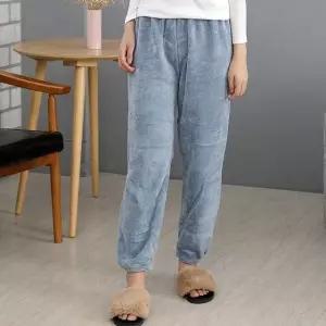 여자 밍크 수면바지 플리스 블루 극세사 수면바지 두꺼운 수면바지 융기모 바지 집에서입는바지 밍크털바지