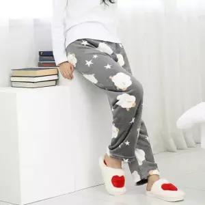 여자 밍크 수면바지 스타양 그레이 극세사 수면바지 두꺼운 수면바지 융기모 바지 집에서입는바지 방한바지