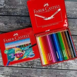 [셀러에이드]틴 철재케이스 수채색연필 붓 세트 24색 전문가용 그림용품