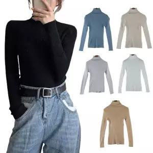 [하프클럽/셀러허브_여성트랜드패션]소프트골지목폴라티셔츠 간절기티셔