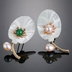 [UBA]패션악세사리 백자개 브로치 꽃잎 아게이트 투웨이 펜던트