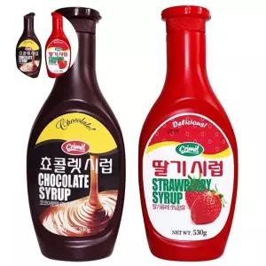 초코시럽 530g+딸기시럽 서강 각1개 530g 연유크리밀