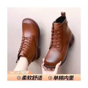 여자플랫워커 워커 소가죽 스트랩 빈티지 앵클부츠 플랫폼 기모 숏 면부츠 ible5