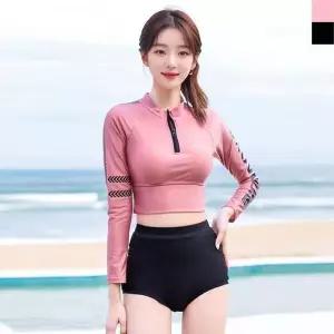 [하프클럽/셀러허브_여성트랜드패션]KQQ 크롭래쉬가드 2203 하이웨스트수영