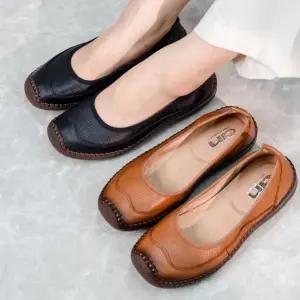 [옷자락]여자 모던 캐주얼 가죽 데일리 컴포트 플랫_P419386530