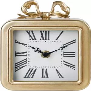 니키 홈 골드 테이블 시계 장식 보우 메탈 책상 빈티지 조용한 논티킹 배터리 작동 거실 침실용 선반