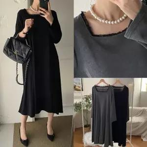 위쉬몰 RA 스퀘어레이스기모원피스(T663H501) 빅사이즈 (29878496A)