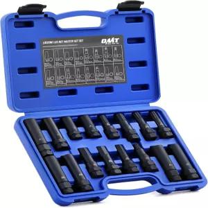 오리온 모터 테크 16pc 잠금 러그 너트 마스터 키 세트 스플라인 스타 헥스 및 플럭티드 제거를 위한 SAE