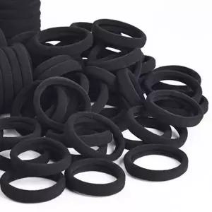 ( )무매듭 고탄력 머리끈 블랙 100개세트 대용량 헤어밴드 데일리 고무줄 컬러 묶음