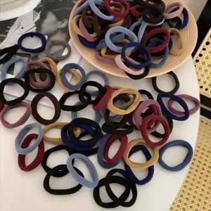 ( )무매듭 고탄력 머리끈 모란디 100개세트 대용량 헤어밴드 데일리 고무줄 컬러 묶음