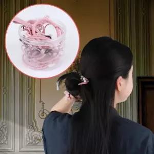 ( )데일리 고무줄 머리끈 12 종 세트 핑크 대용량 안아픈 여아