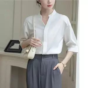 [하프클럽/셀러허브_여성트랜드패션]F007538_브이차이나카라 셔링7부소매 블