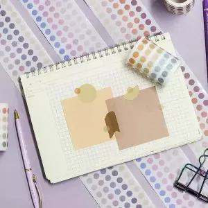 수채화 톤 원형 롤 스티커