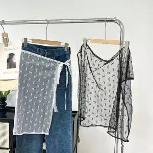 [하프클럽/셀러허브_여성트랜드패션]리본 시스루 레이스 랩 스커트 LM-0681