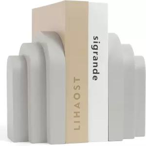 린촨 헤비 듀티 북엔드는 선반용 장식용 2 6.6파운드 현대식 홈 데코용 책 스토퍼 책장 레이어드 아치