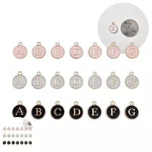 비즈공예부자재 양면 이니셜 알파벳 금속 펜던트