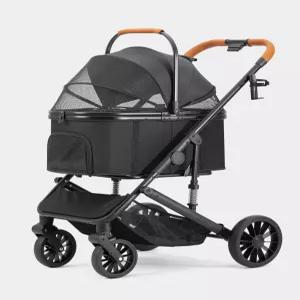 소형견용 SUNTHX 반려견 유모차 최대 60파운드 바퀴 4개 접이식 반려동물 분리형 캐리어 포함 및 반려묘