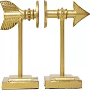 크리에이티브 협동조합 장식 주조 금속 화살 북엔드 골드 2개 세트