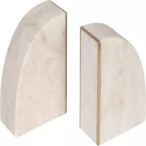 브라스 인레이 골드 마감 화이트로 마감된 블루밍빌 2피스 마블 북엔드