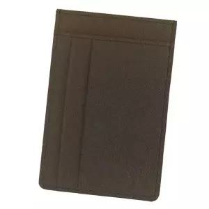 슬림 인조가죽 카드지갑 브라운 교통카드 수납 가능 지퍼형 체크