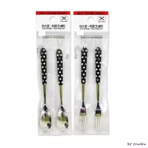 도트 티포크 2P 티스푼 블랙 프리미엄 숫가락 계량스푼 인기템