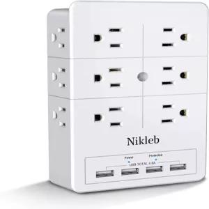 멀티 플러그 콘센트 서지 프로텍터 Nikleb 4개의 USB 충전 포트가 있는 12개의 전기 익스텐더 총 4.8A 객실