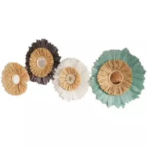 수제 벽면 조합 거울 소품 꾸미기 사무실 벽장식 깃털 거실 조형물 라탄 월행잉 카페 장식