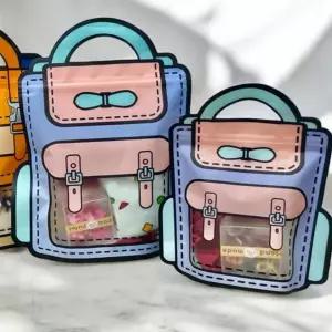 선물 포장 어린이 답례품 손잡이 책가방 포장 다용도 투명 파티 어린이집 주머니 디자인 학용품 귀여운