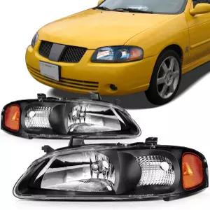 2000년 2001년 2002년 2003년 닛산 센트라 페어 헤드라이트 어셈블리 블랙 하우징 앰버 리플렉터