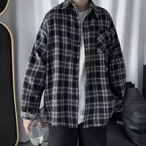 [셀러에이드]남자 체크 셔츠 봄 가을 캐주얼 긴팔 남방 자켓 1색 레이어드