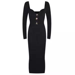 [하프클럽/셀러허브_여성트랜드패션]스퀘어넥 버튼 니트 롱원피스 슬림핏