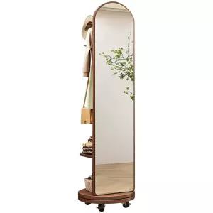 회전 원목행거 거울 피팅 수입원목 일체형 옷걸이
