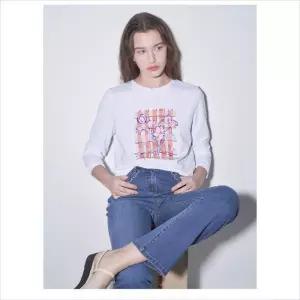 올리비아로렌 HC04 체크 플라워 티셔츠  VOBAL5M3121