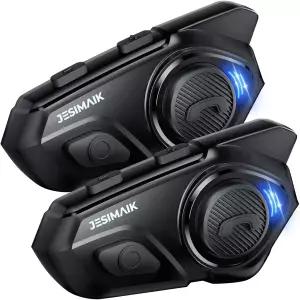 JESIMAIK 모터사이클 헬멧 블루투스 헤드셋 10방향 2KM 통신 시스템 멀티태스킹 오디오 인터콤 마이크 40mm