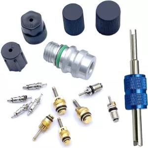 에어컨 밸브 코어 키트 캡 AC R12 R134a 테프론 씰 냉동 A/C 서비스 자동차 및 HVAC 시스템 충전 포트