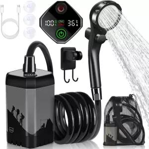 MIAOKE 업그레이드 휴대용 캠핑 샤워기 7800mAh 야외 전기 샤워 충전식 펌프 지능형 디지털 디스플레이