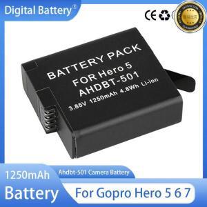 고프로 히어로 5 6 7 용 충전식 배터리 모션 카메라 Ahdbt-501 풀 디코드 호환 액세서리 1250mAh