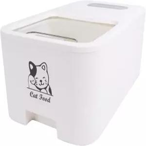 브래브토 10파운드 고양이 사료 보관 용기 롤링 휠 및 슬라이딩 뚜껑이 있는 반려동물 보관함 계량컵이