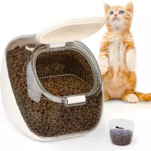 리브랩 Mker 개 사료 보관 용기 5-10파운드 반려동물 보관함 계량컵 뚜껑이 있는 고양이 간식 병 쌀과