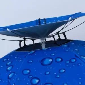 ( )머리에 쓰는 2단 우산 모자 대형 블루 헬멧 머리에쓰는