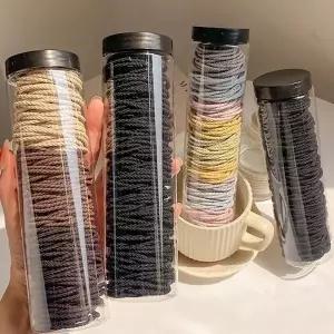 대용량 데일리 꽈배기 컬러 머리끈 100개 머리 고무줄 헤어밴드 여성 어린이