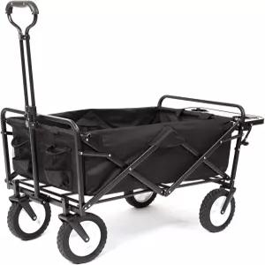 접이식 테이블 및 음료 홀더가 있는 맥스포츠 야외 유틸리티 왜건 블랙