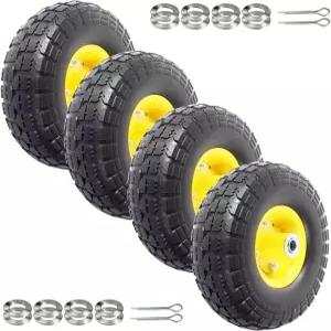 AR-PRO (4팩) 4.10/3.50-4인치 플랫 프리 타이어 및 휠 - 10인치 솔리드 고무 타이어(5/8인치 베어링