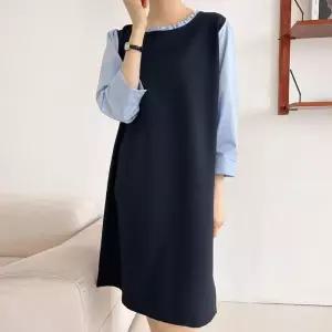아이우먼 리빙넥프릴배색원피스 BSU083M503 빅사이즈 (32370864A)